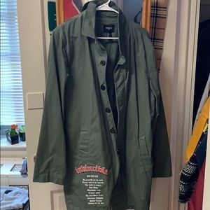 Olive Green Trench (Forever 21) w/ logo designs